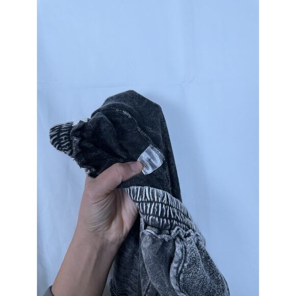 j.HER Women's Mineral Wash Wide Leg Lounge Pants Size L Charcoal Black - Picture 5 of 8